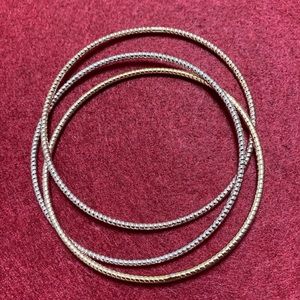 Two-tone Three Hammered Bracelet